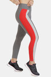 Zelocity Mid Rise High Quality Stretch Leggings - Grey Red — thumbnail 2
